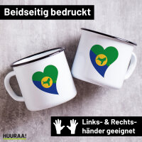 Emaille Tasse Weihnachtsinsel Flagge Herz 300ml Vintage