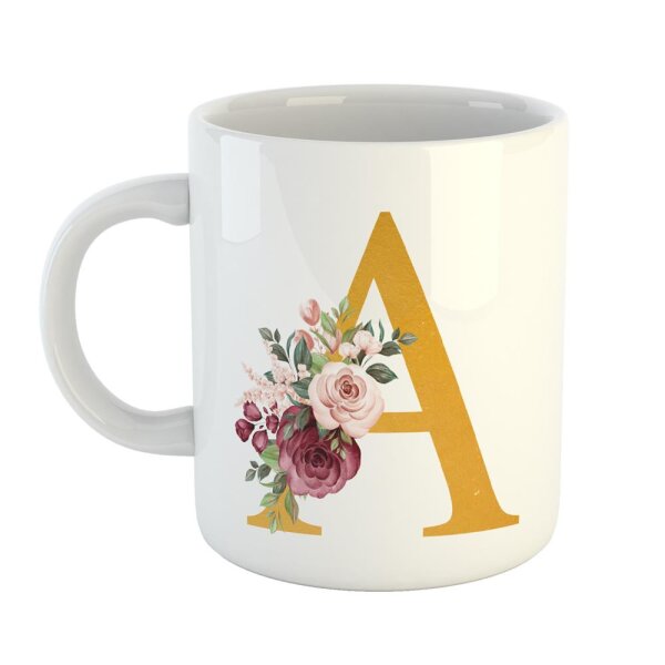 Kaffeetasse Buchstabe A Weiß 330ml