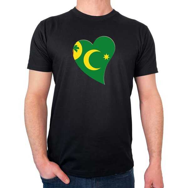 Herren T-Shirt Kokosinseln Flagge Herz