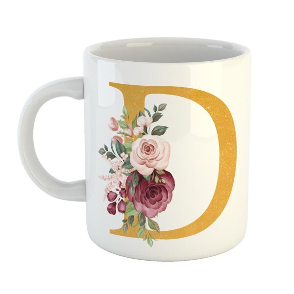 Kaffeetasse Buchstabe D Weiß 330ml