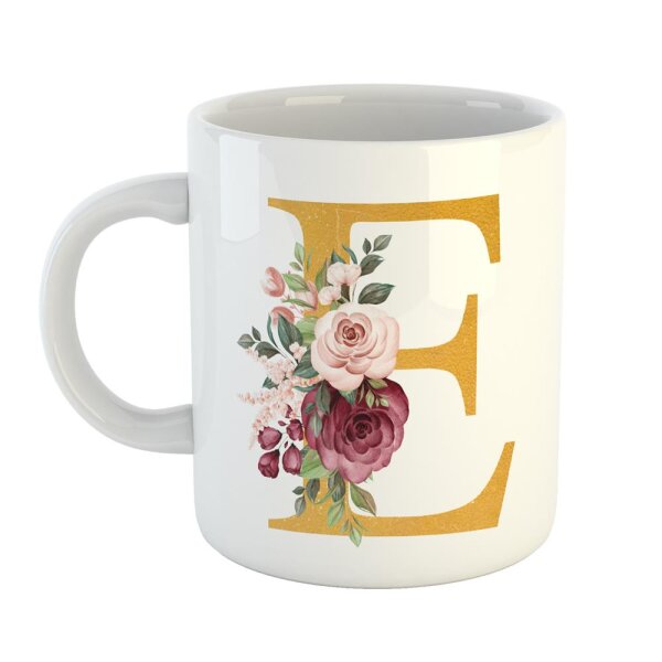 Kaffeetasse Buchstabe E Weiß 330ml