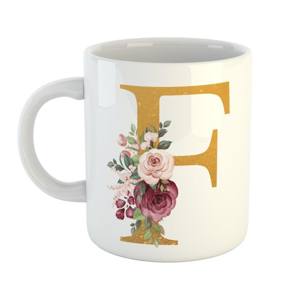 Kaffeetasse Buchstabe F Weiß 330ml