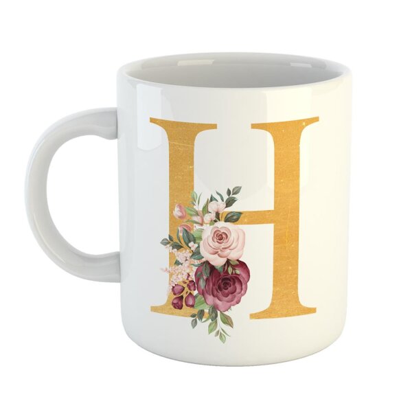 Kaffeetasse Buchstabe H Weiß 330ml
