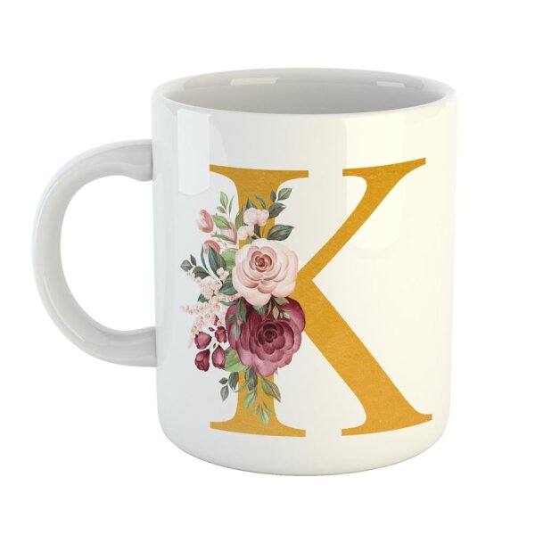 Kaffeetasse Buchstabe K Weiß 330ml