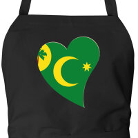 Sch&uuml;rze Kokosinseln Flagge Herz mit Taschen