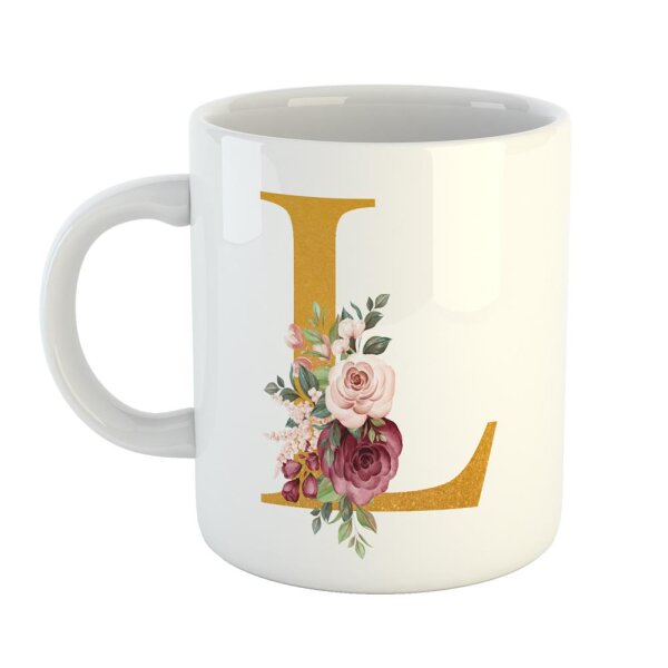 Kaffeetasse Buchstabe L Weiß 330ml