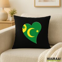 Kissen Kokosinseln Flagge Herz 40x40cm