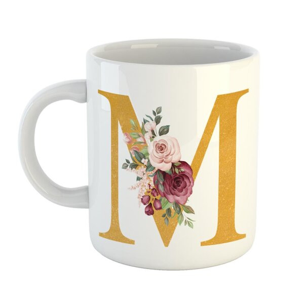 Kaffeetasse Buchstabe M Weiß 330ml