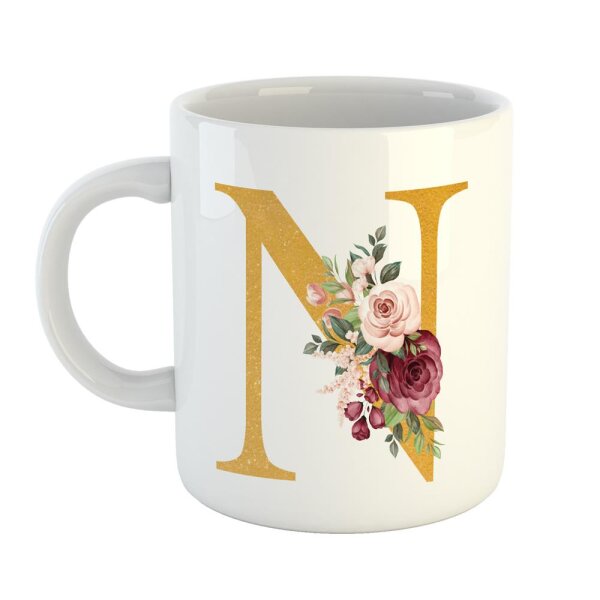 Kaffeetasse Buchstabe N Weiß 330ml