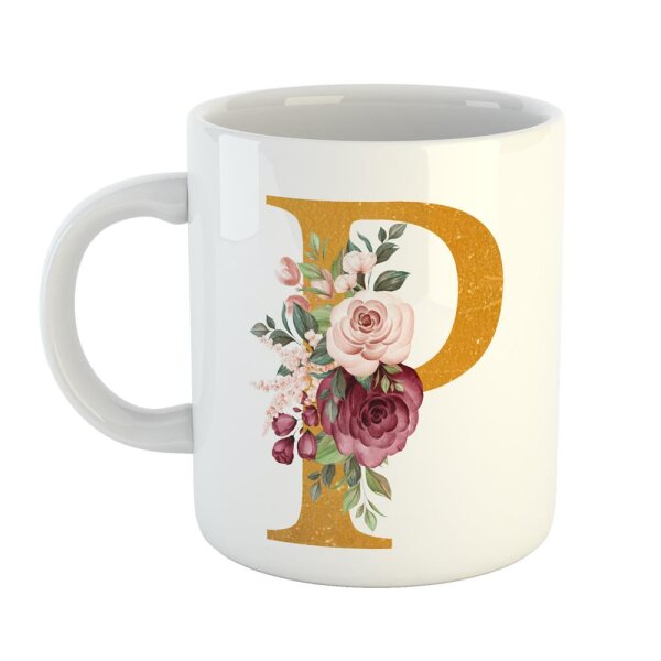 Kaffeetasse Buchstabe P Weiß 330ml