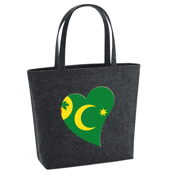 Filz Shopper Kokosinseln Flagge Herz 22 Liter