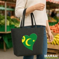 Filz Shopper Kokosinseln Flagge Herz 22 Liter