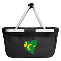 Einkaufskorb faltbar Kokosinseln Flagge Herz 20 Liter Black