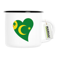 Emaille Tasse Kokosinseln Flagge Herz 300ml Vintage