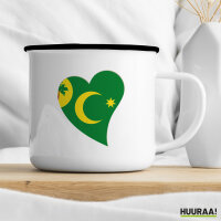 Emaille Tasse Kokosinseln Flagge Herz 300ml Vintage