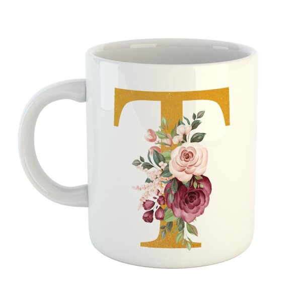 Kaffeetasse Buchstabe T Weiß 330ml