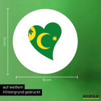 Aufkleber Kokosinseln Flagge Herz 10cm rund