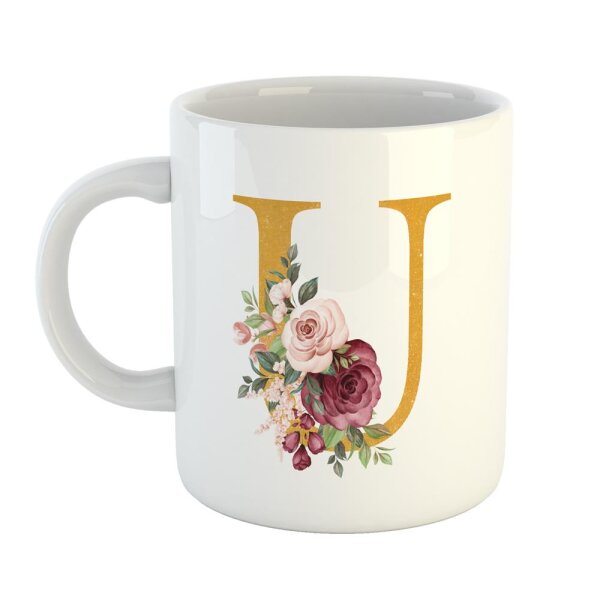 Kaffeetasse Buchstabe U Weiß 330ml