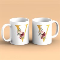 Kaffeetasse Buchstabe V Weiß 330ml