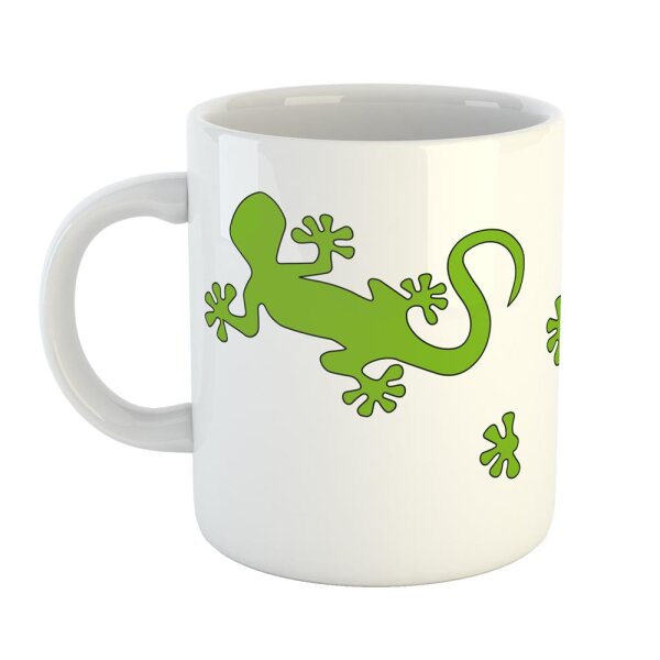 Kaffeetasse Gecko Agame Echse Weiß 330ml