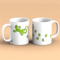 Kaffeetasse Gecko Agame Echse Weiß 330ml