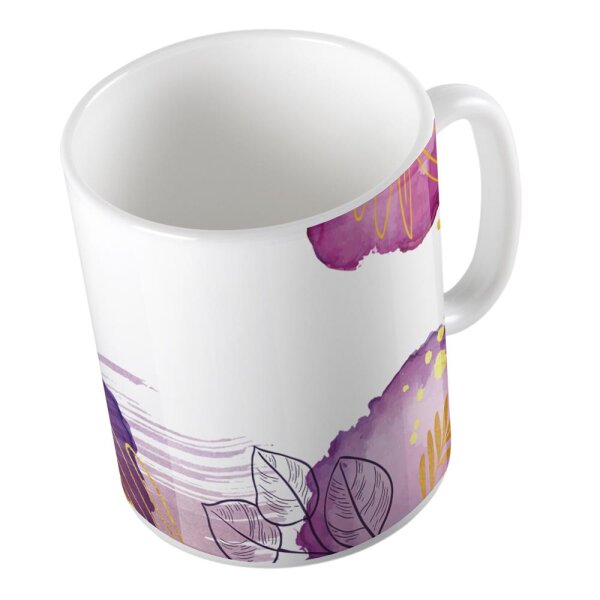 Kaffeetasse Blätter Blüten Wasserfarbe Weiß 330ml