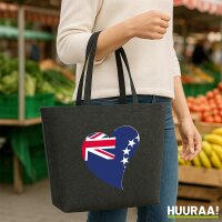 Filz Shopper Cookinseln Flagge Herz 22 Liter