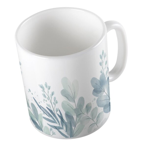 Kaffeetasse Pastell Zweige und Blätter Weiß 330ml