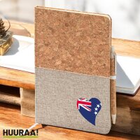 Notizbuch A5 Cookinseln Flagge Herz 80 Blatt inkl....