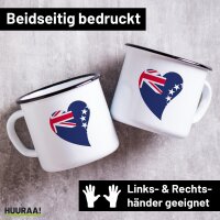 Emaille Tasse Cookinseln Flagge Herz 300ml Vintage