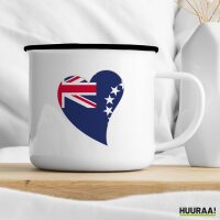 Emaille Tasse Cookinseln Flagge Herz 300ml Vintage