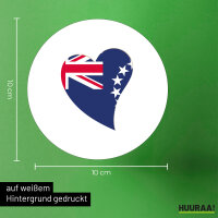 Aufkleber Cookinseln Flagge Herz 10cm rund