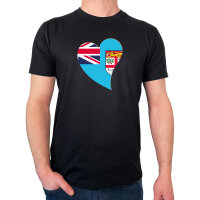 Herren T-Shirt Fidschi Flagge Herz