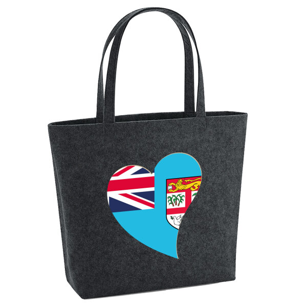 Filz Shopper Fidschi Flagge Herz 22 Liter
