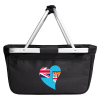 Einkaufskorb faltbar Fidschi Flagge Herz 20 Liter Black