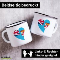 Emaille Tasse Fidschi Flagge Herz 300ml Vintage