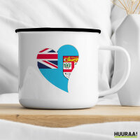 Emaille Tasse Fidschi Flagge Herz 300ml Vintage