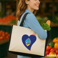 Jutetasche Guam Flagge Herz 21 Liter Black