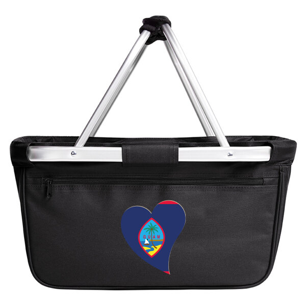 Einkaufskorb faltbar Guam Flagge Herz 20 Liter Black