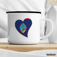 Emaille Tasse Guam Flagge Herz 300ml Vintage