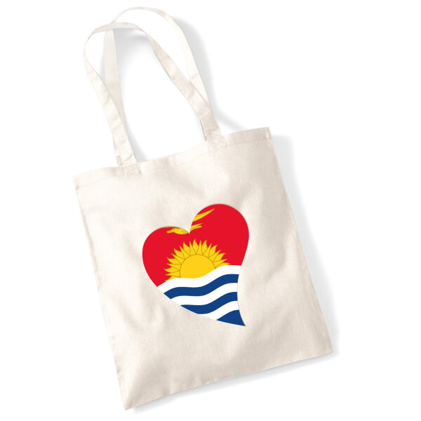 Jutebeutel Kiribati Flagge Herz 10 Liter