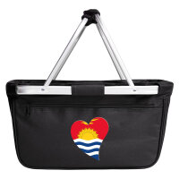 Einkaufskorb faltbar Kiribati Flagge Herz 20 Liter Black