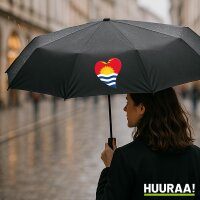 Regenschirm Kiribati Flagge Herz 98cm Schwarz