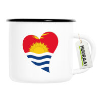 Emaille Tasse Kiribati Flagge Herz 300ml Vintage
