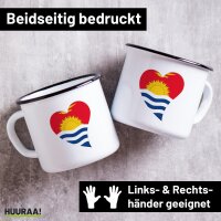 Emaille Tasse Kiribati Flagge Herz 300ml Vintage