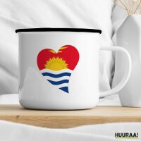 Emaille Tasse Kiribati Flagge Herz 300ml Vintage