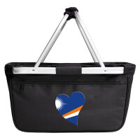Einkaufskorb faltbar Marshallinseln Flagge Herz 20 Liter Black