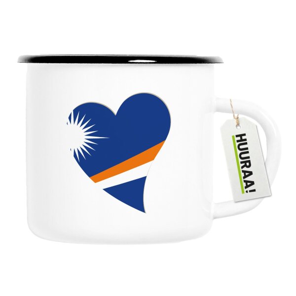 Emaille Tasse Marshallinseln Flagge Herz 300ml Vintage