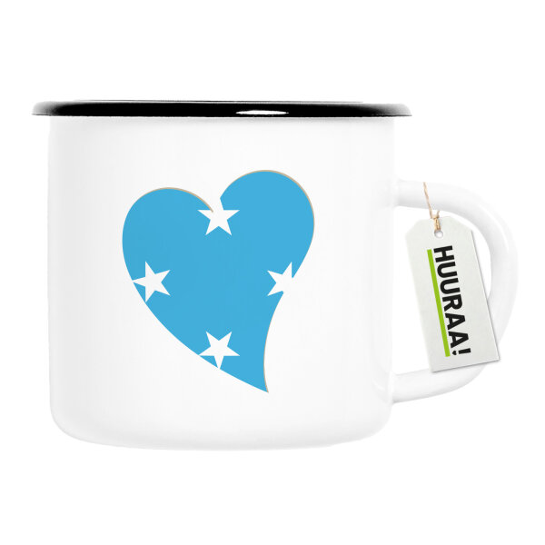 Emaille Tasse Mikronesien Flagge Herz 300ml Vintage