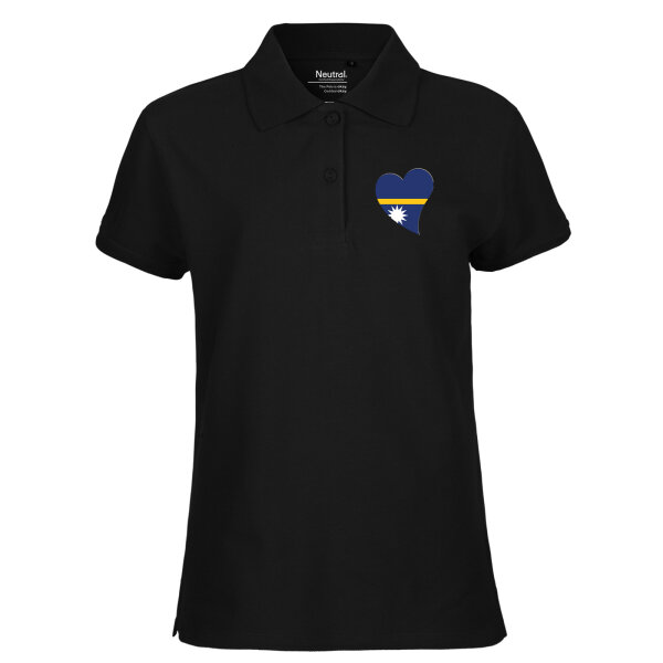 Damen Polo Shirt Nauru Flagge Herz